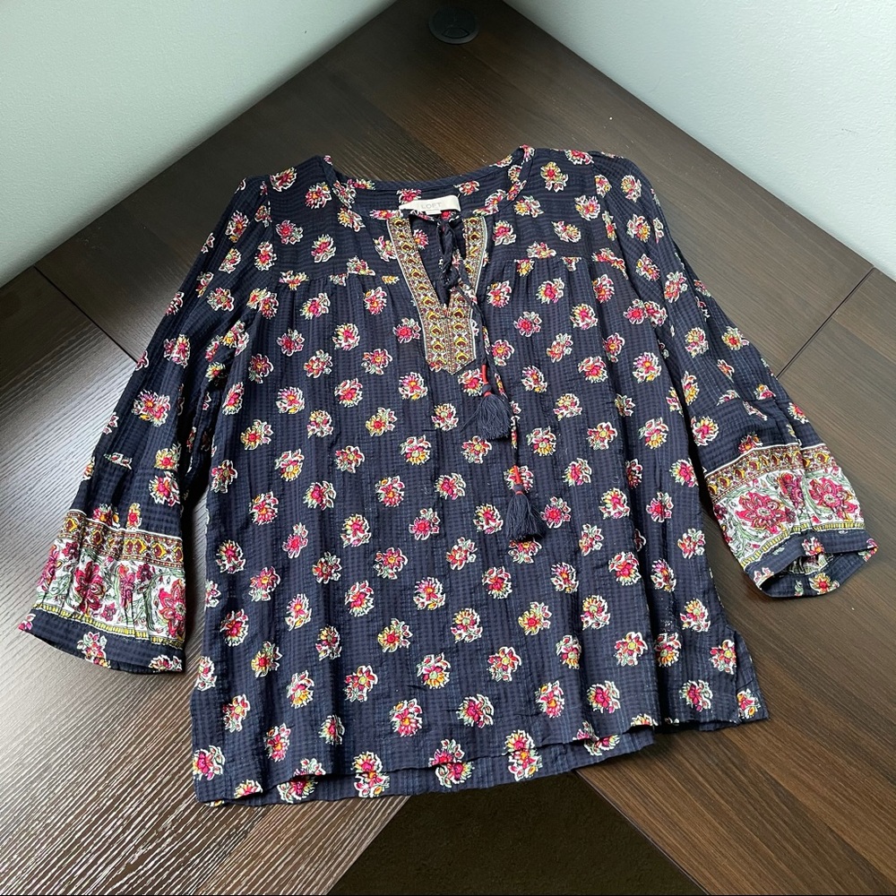 LOFT boho style blouse top with tassels